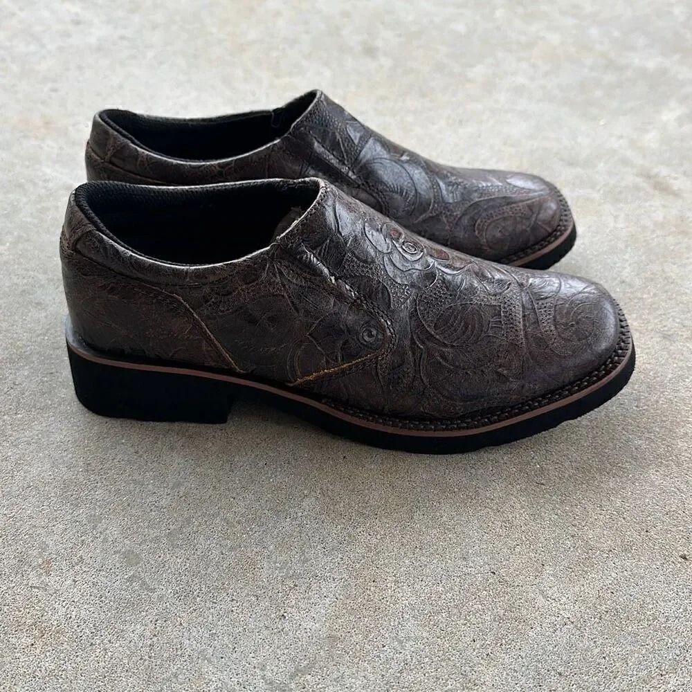 Roper Ricochet Brown Leather Square Toe Slip-On Loafers Women’s Sz 5.5 - Picture 5 of 10